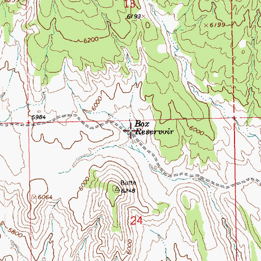 Topographic Map of Box Reservoir, UT