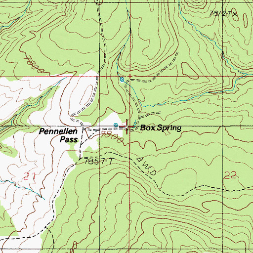 Topographic Map of Box Spring, UT
