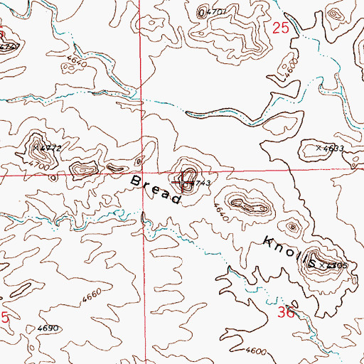 Topographic Map of Bread Knolls, UT