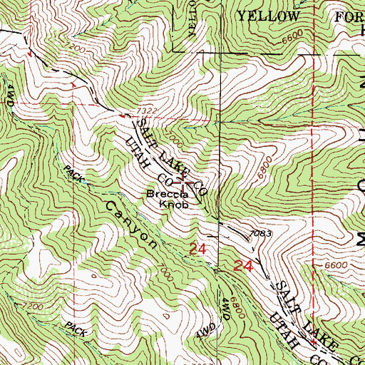 Topographic Map of Breccia Knob, UT
