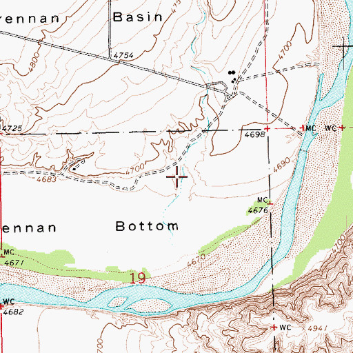 Topographic Map of Brennan Bottom, UT