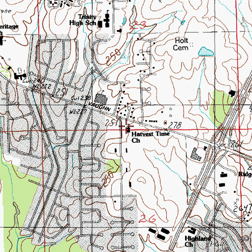 Topographic Map of Harvest Time Church, AL