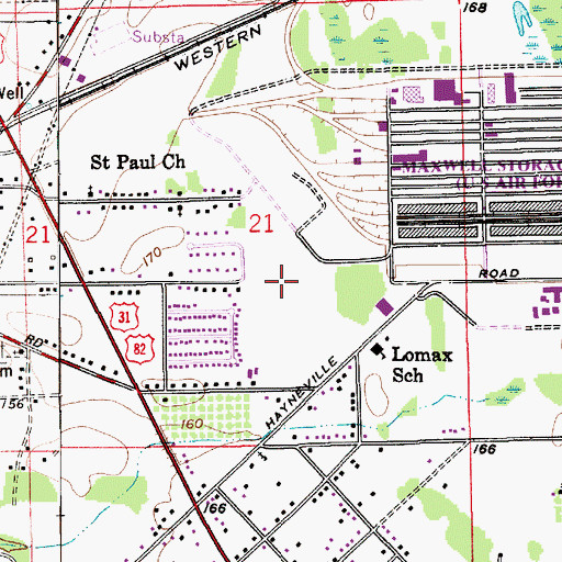 Topographic Map of Hayneville Road Park, AL
