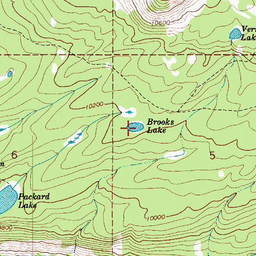 Topographic Map of Brooks Lake, UT