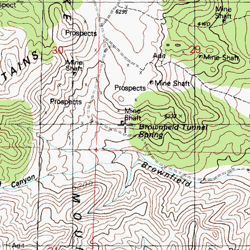 Topographic Map of Brownfield Tunnel Spring, UT