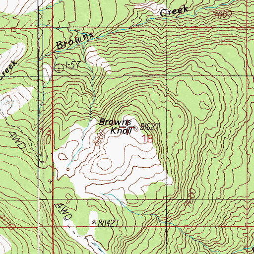 Topographic Map of Browns Knoll, UT