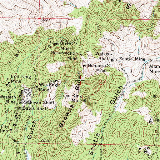Topographic Map of Browns Ridge, UT