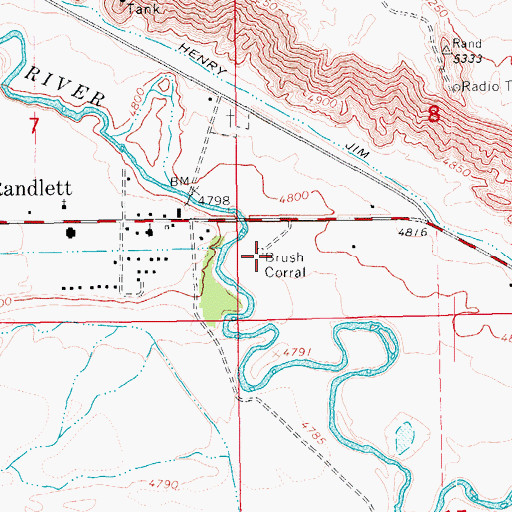 Topographic Map of Brush Corral, UT