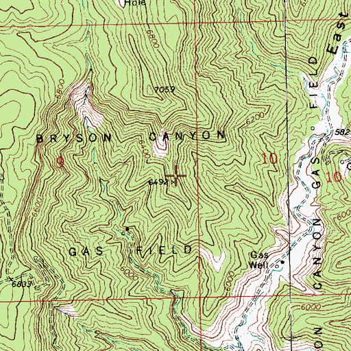 Topographic Map of Bryson Canyon Gas Field, UT
