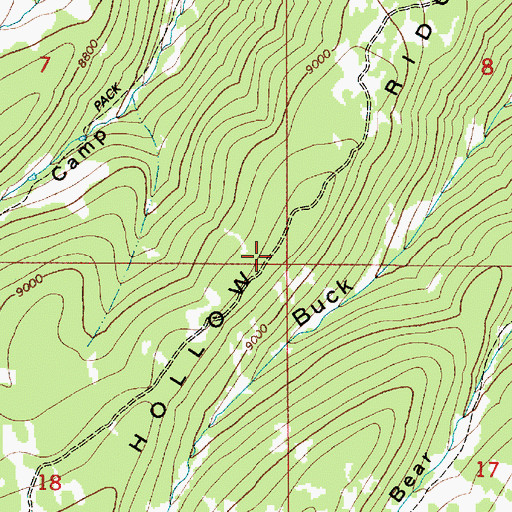 Topographic Map of Buck Hollow Ridge, UT