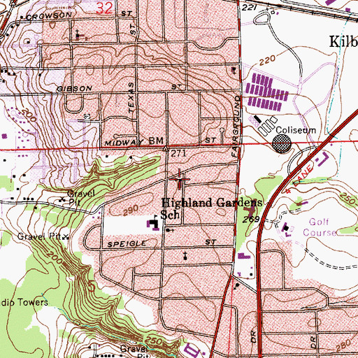 Topographic Map of Highland Gardens Baptist Church, AL
