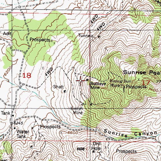 Topographic Map of Buckeye Mine, UT