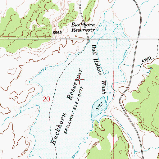 Topographic Map of Buckhorn Reservoir, UT