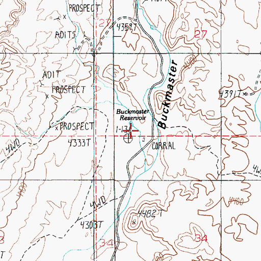 Topographic Map of Buckmaster Reservoir, UT