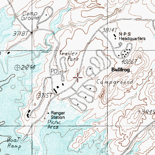 Topographic Map of Bullfrog Basin Campground, UT