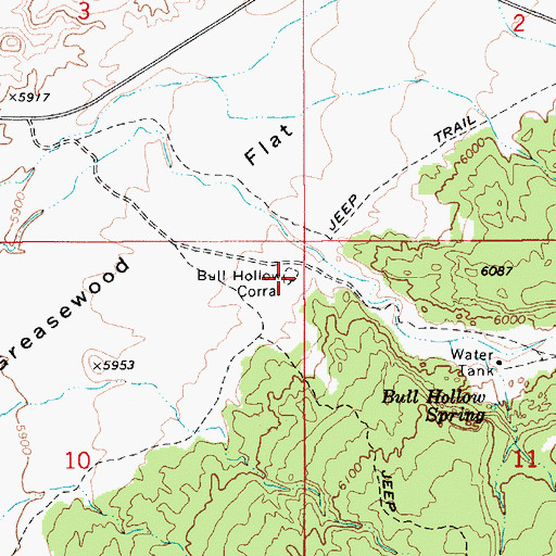 Topographic Map of Bull Hollow Corral, UT