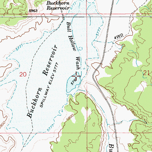 Topographic Map of Bull Hollow Wash, UT