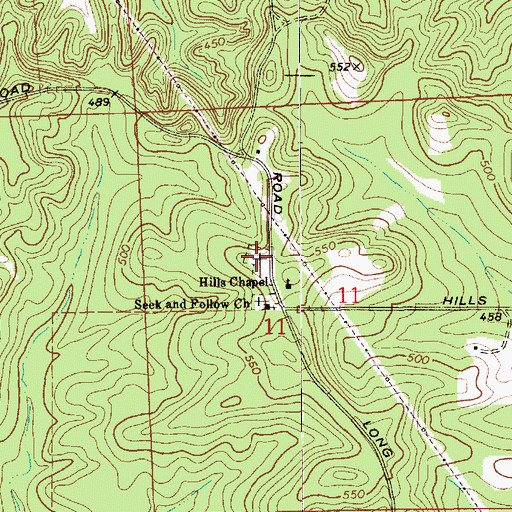 Topographic Map of Hills Chapel Cemetery, AL