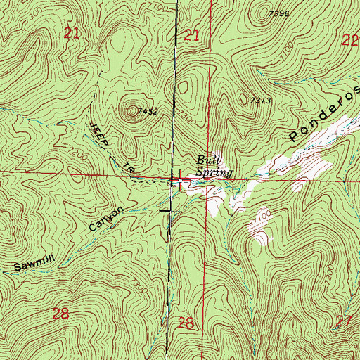 Topographic Map of Bull Spring, UT