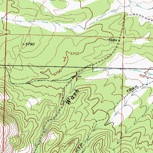 Topographic Map of Bull Spring Wash, UT