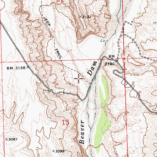 Topographic Map of Bull Valley Wash, UT