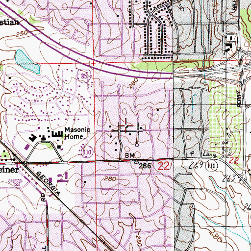 Topographic Map of Hillwood, AL