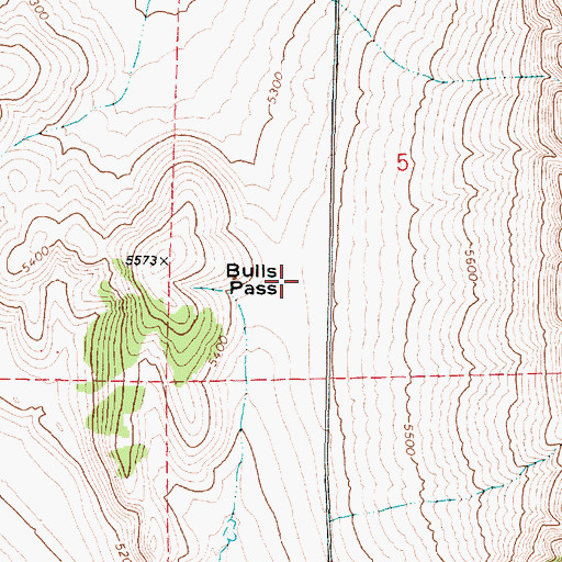 Topographic Map of Bulls Pass, UT