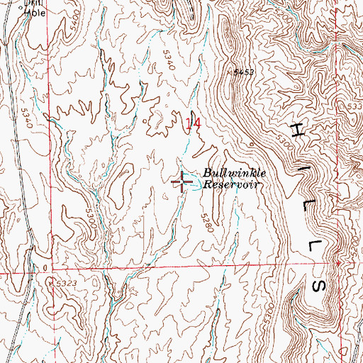 Topographic Map of Bullwinkle Reservoir, UT