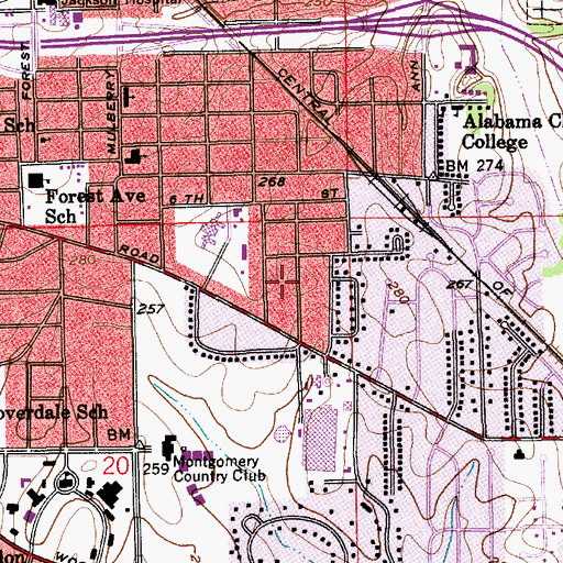 Topographic Map of Hillwood West, AL