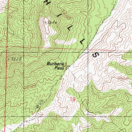 Topographic Map of Burbank Pass, UT