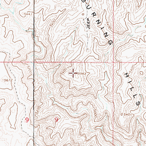Topographic Map of Burning Hills, UT
