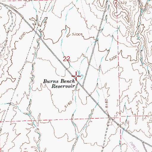Topographic Map of Burns Bench Reservoir, UT