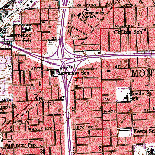Topographic Map of Holt Street Baptist Church, AL