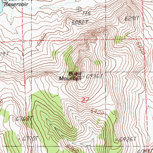 Topographic Map of Burnt Mountain, UT