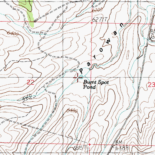 Topographic Map of Burnt Spot Pond, UT