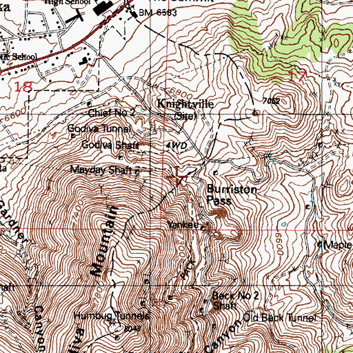 Topographic Map of Burriston Pass, UT