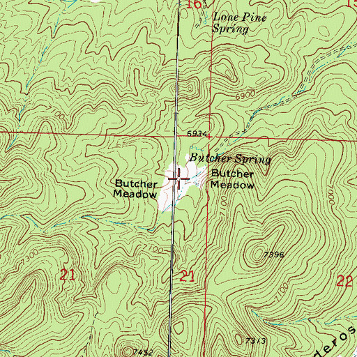 Topographic Map of Butcher Meadow, UT