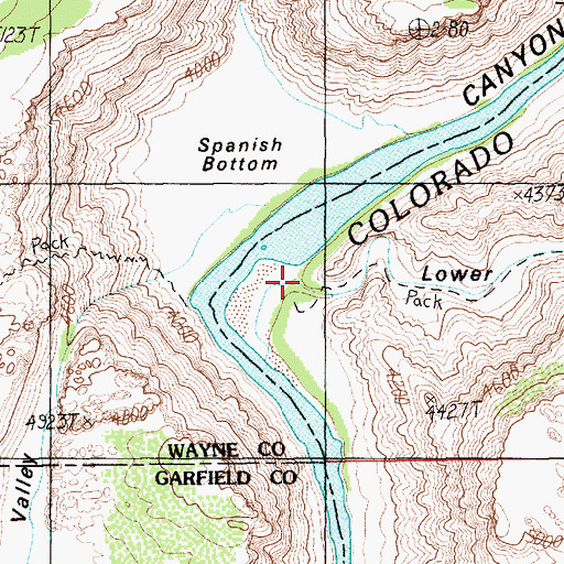 Topographic Map of Lower Red Lake Canyon, UT