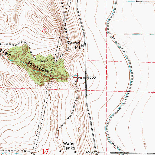 Topographic Map of Butler Hollow, UT