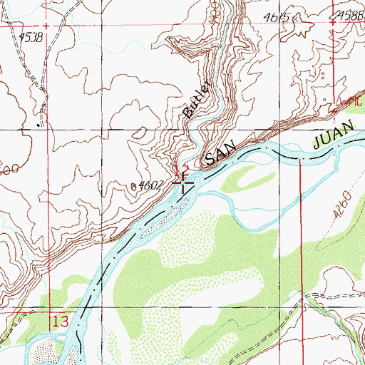 Topographic Map of Butler Wash, UT