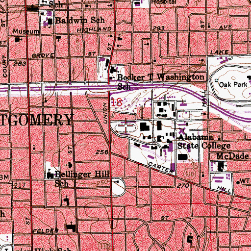Topographic Map of Hornet Stadium, AL