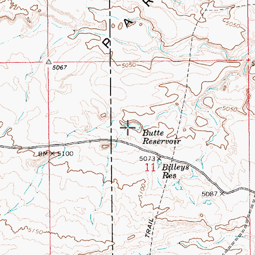 Topographic Map of Butte Reservoir, UT