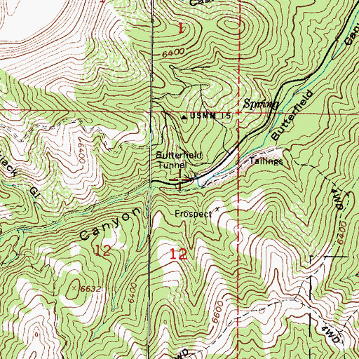 Topographic Map of Butterfield Tunnel, UT