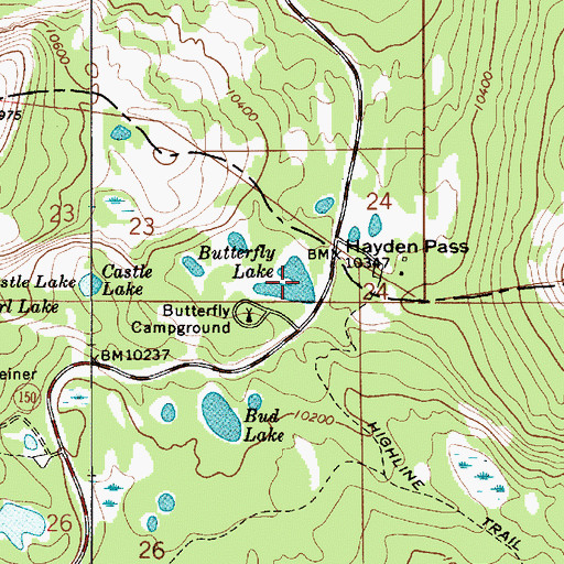 Topographic Map of Butterfly Lake, UT
