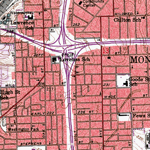 Topographic Map of House of God Church, AL