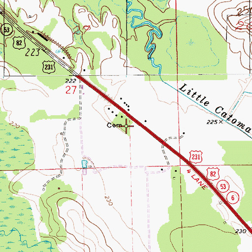 Topographic Map of Howell Cemetery, AL