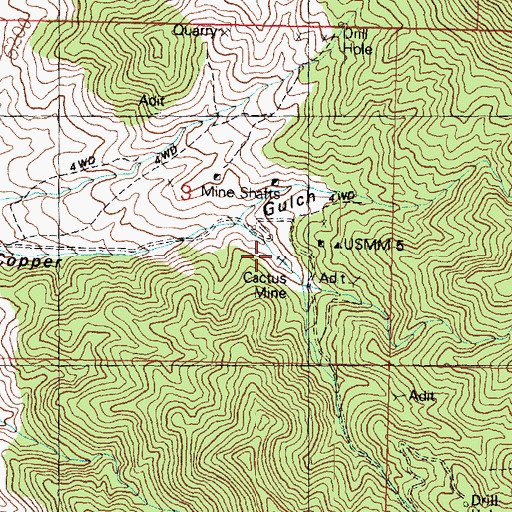 Topographic Map of Cactus Mine, UT
