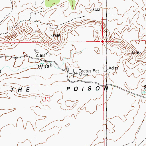 Topographic Map of Cactus Rat Mine, UT