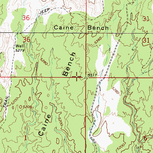 Topographic Map of Caine Bench, UT