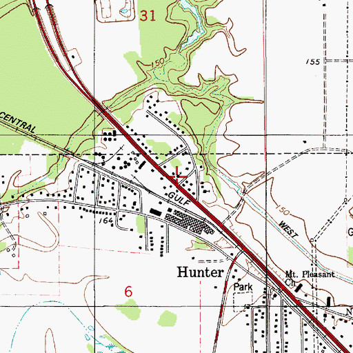Topographic Map of Hunter Station Church of Christ, AL